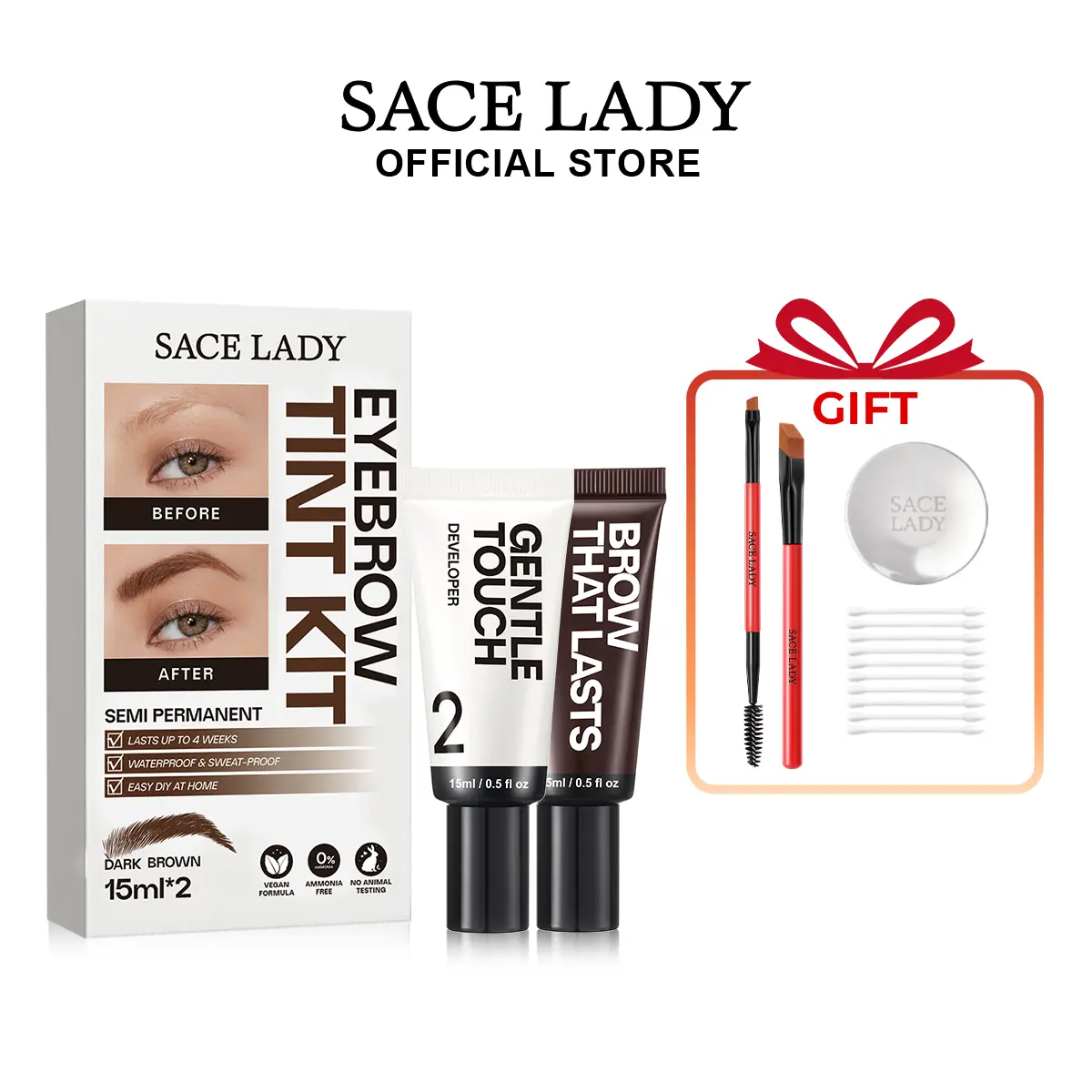 SACE LADY Eyebrow Tint Kit,Long-lasting Waterproof Sweat-proof Eyebrow Dye Paste Set,Hair Color Kit Makeup Cosmetics SummerFinds