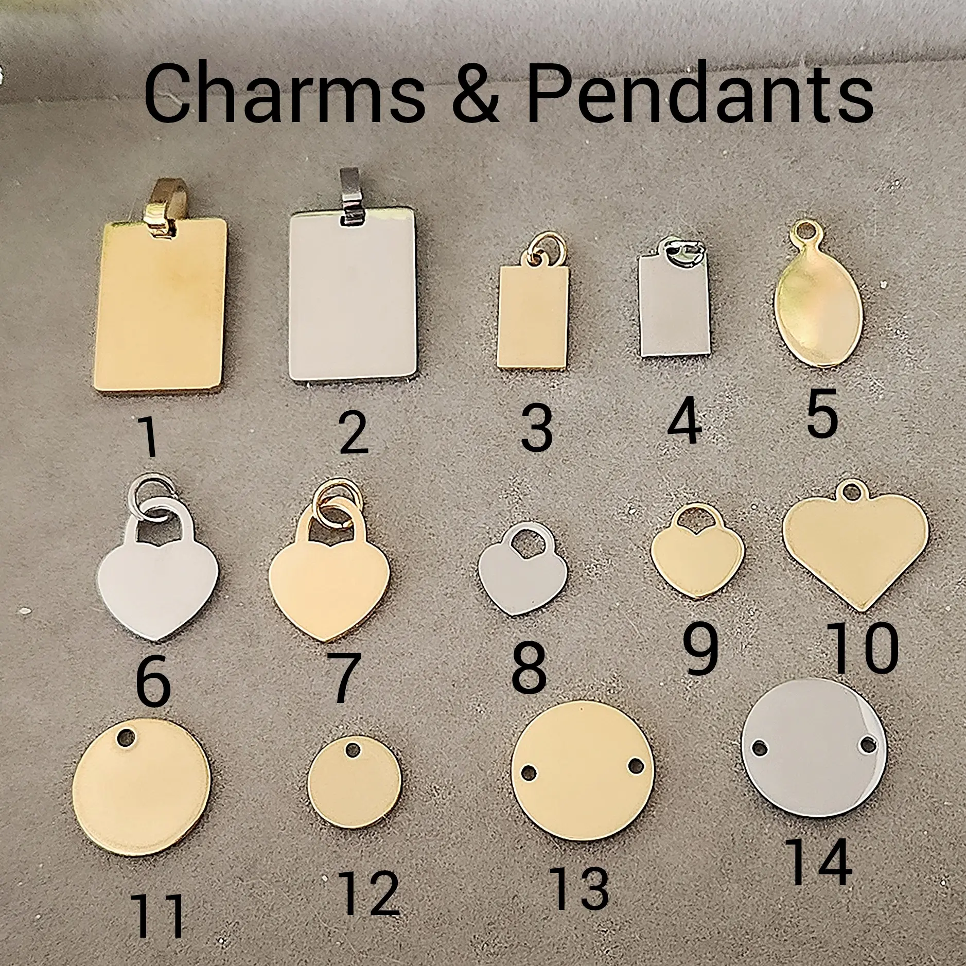 Custom Engraved Charms Personalized Jewelry for Bracelets Necklaces Anklets or Earrings Handmade Gold Silver Initial Name Gift