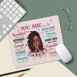 Slogan Pattern Mouse Pad, Multipurpose Gothic Square Mouse Pad, 1 Count Non-slip Rubber Base Mouse Pad, Computer Accessories for Home Office Work Game, Office Supplies, Non Slip Mousepad