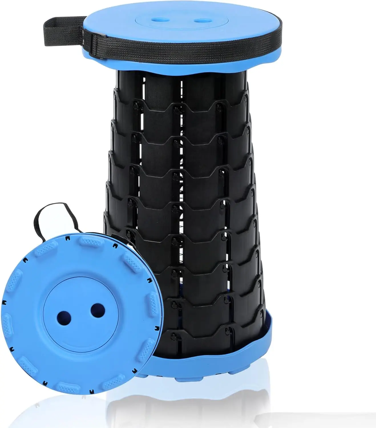 Foldable Telescoping Stool for Adults – Retractable Collapsible Seat with 550lb Load Capacity, Portable for Camping