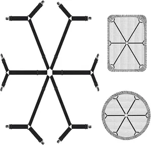 Sheet Fasteners, Adjustable Elastic Bed Sheet Holder Straps for Full,Queen,King Twin Bed,6 Way Cross Sheet Clips Suspenders Band,Fitted Round and Square Mattresses