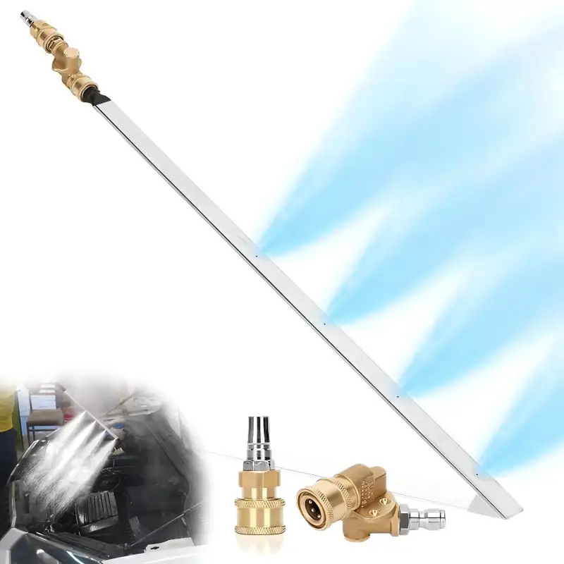 Radiator Cleaning Wand 24'' Heavy Duty - 4500 PSI Stainless Flush Tool w/ 2x QC | Flexible Nozzle for Cars/Trucks/RV AC Condensers Pressure Washer Att