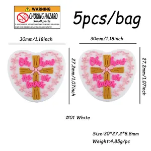 New Heart Silicone Beads Set, Cute Durable Jewelry Making Materials, DIY Necklace Bracelet Keychain Accessories, 5 Pieces DIY Kit
