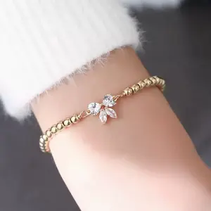 Butterfly Crystal Charm Bracelet for Women, Adjustable Gold/Silver Plated Beaded Bracelet, Ideal Birthday & Valentines Day Gift for Her