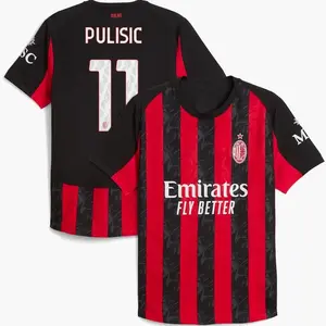 Unisex Soccer/Football AC Milan/USMNT Team Pulisic AC 2025/26 Home/Away Replica Jersey - Red/White/Blue QUI