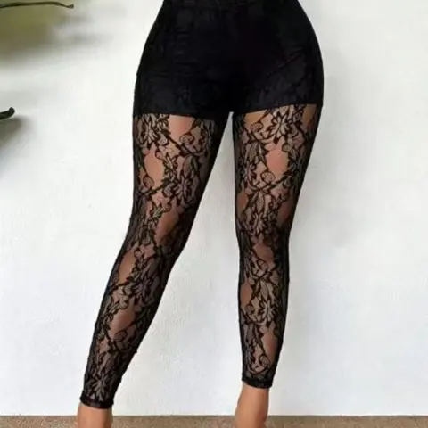 【Black Friday】Women's Lace Sexy Mesh Floral Leggings Long Pants, Hollow-Out Transparent Sheer Slim-Fit Party Wear with Bold Design
