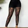 【Black Friday】Women's Lace Sexy Mesh Floral Leggings Long Pants, Hollow-Out Transparent Sheer Slim-Fit Party Wear with Bold Design