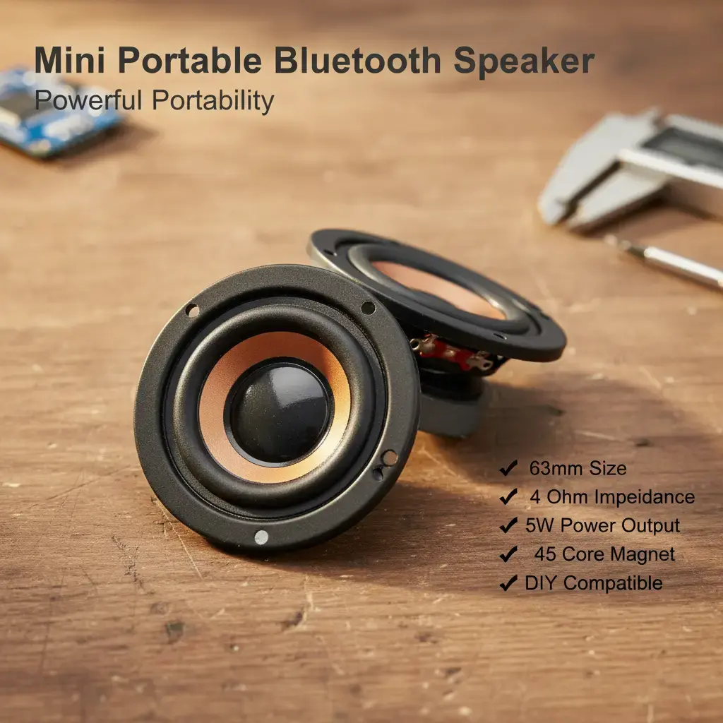 2Pcs 63mm Full Range Speaker Drivers - 5W 4 Ohm High-Performance Magnetic Audio Units for DIY Portable Speaker, Sound Upgrade Projects with Auxiliary Input, NFC Enabled Bluetooth Receiver