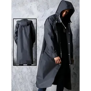 Men's Thin Hooded Waterproof Durable Long Sleeve Raincoat, Loose Casual Raincoat For Hiking And Mountain Climbing (Without Pocket Design)