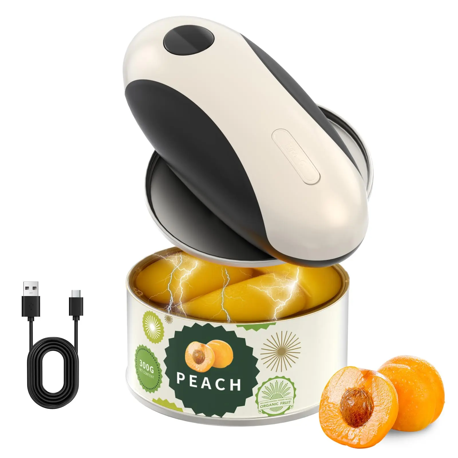 Rechargeable Electric Can Opener - USB-C Charge, 1-Touch Design, Smooth Edge Cut, Eco-Friendly Food Safe Portable Kitchen Gadget, Fits Most Can Sizes for Seniors, One-Touch Design