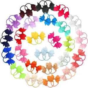 Adorable Baby Hair Bows with Ties (50 Pcs) - Gentle Ponytail Holders for Infant & Toddler Girls