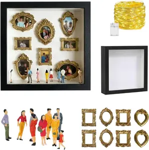 DIY Mini Museum Silhouette Box – Celebrate Your Unique Memories in Style, Shadow Box Frame Kit, Custom Photo Display Frame Set with Miniature Figurines, Personalized Unique Memory Decor (Black)