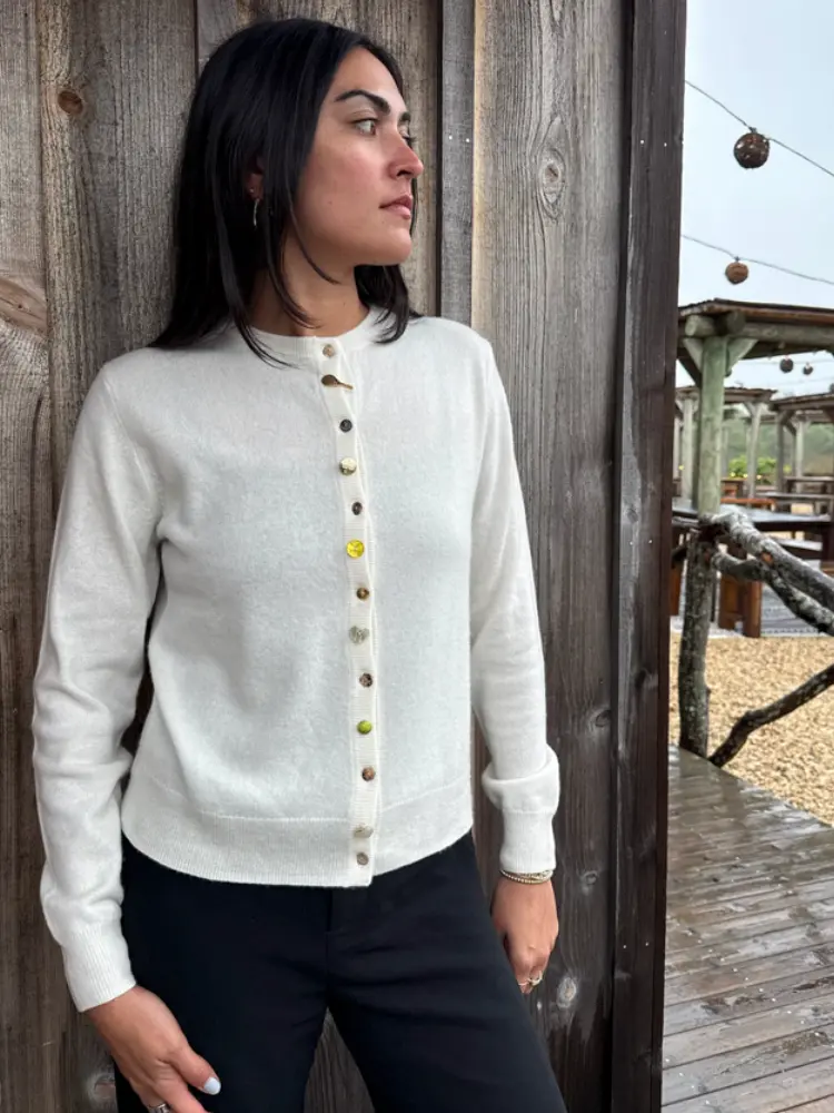 Women's 100% Cashmere Tennis Cardigan