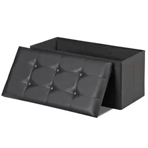 JupiterForce 30 inches Folding Storage Ottoman 80L Storage Bench for Bedroom Hallway Black