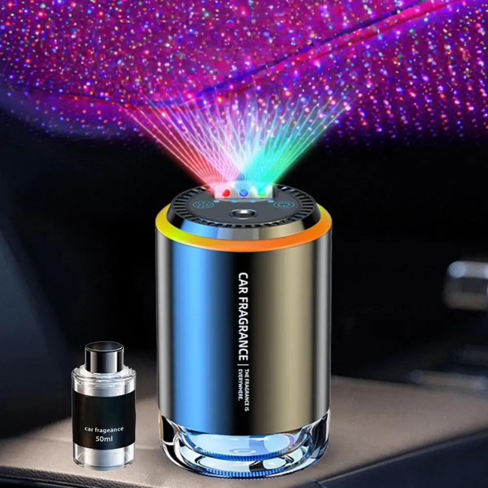 Smart Car Diffuser Air Freshener with 3 Starry Sky Lights, Car Fragrance System for Automotive Interior Accessories, Plant Extracts