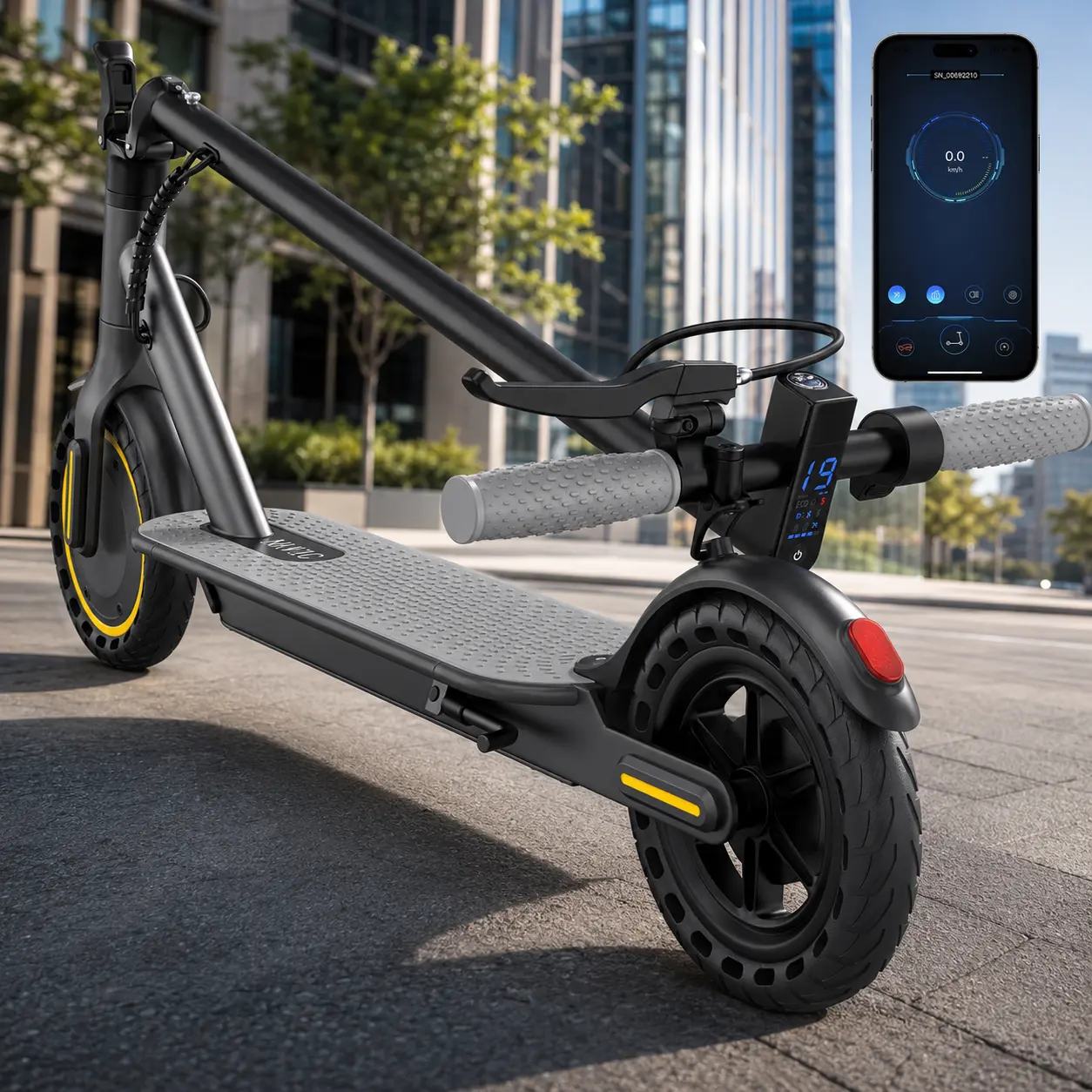 Portable Adult Foldable Electric Scooter | 350W Fast Commuter E-Scooter 19MPH Top Speed, Dual Safe Braking System Smart APP Control Urban Daily Kick Scooter 22 Miles Long Range