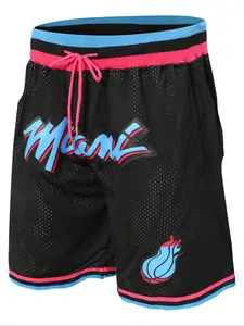 Men's Black Basketball Shorts, Vintage Embroidered Zipper Gym Shorts, Streetwear Sports Shorts, Casual Training Pants for Spring & Fall, Fitted Style