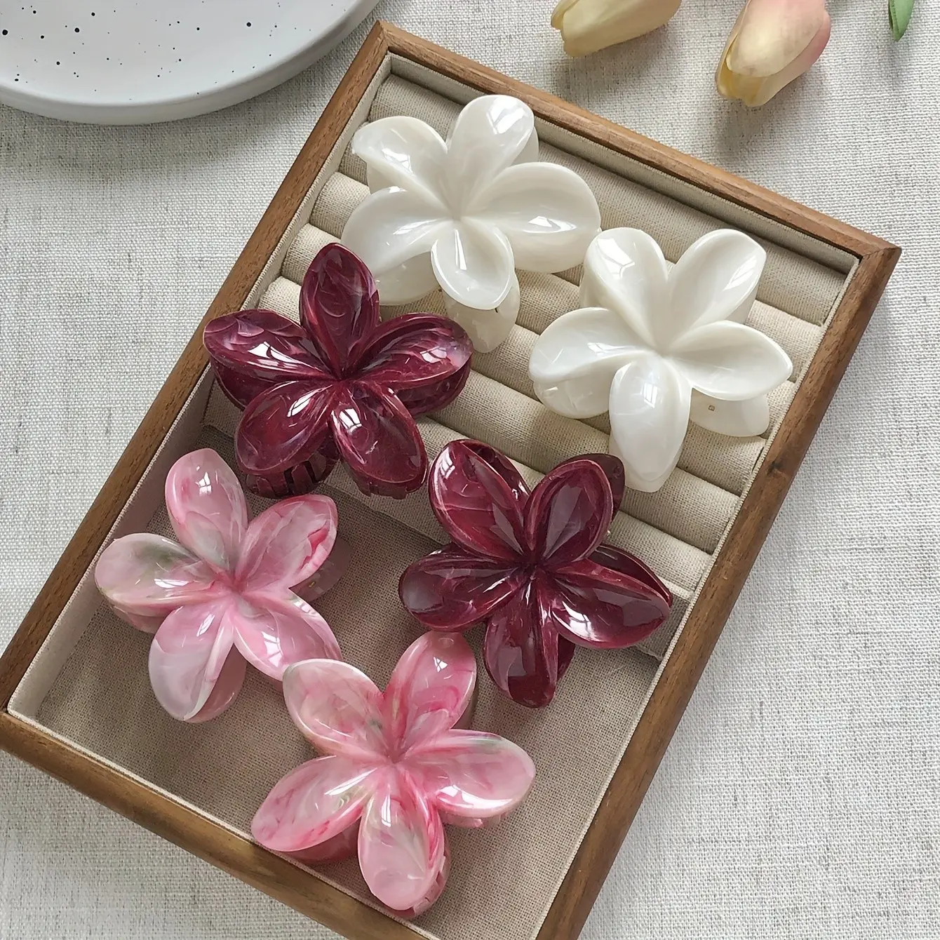 6 Pcs Gradient Orchid Hair Clips, Flower Hair Clips, Bohemian Style Elegant Back Clip, Perfect for Beach Vacation Photos, Stylish Boho Hair Accessories for Women, Fashion Hair Accessories