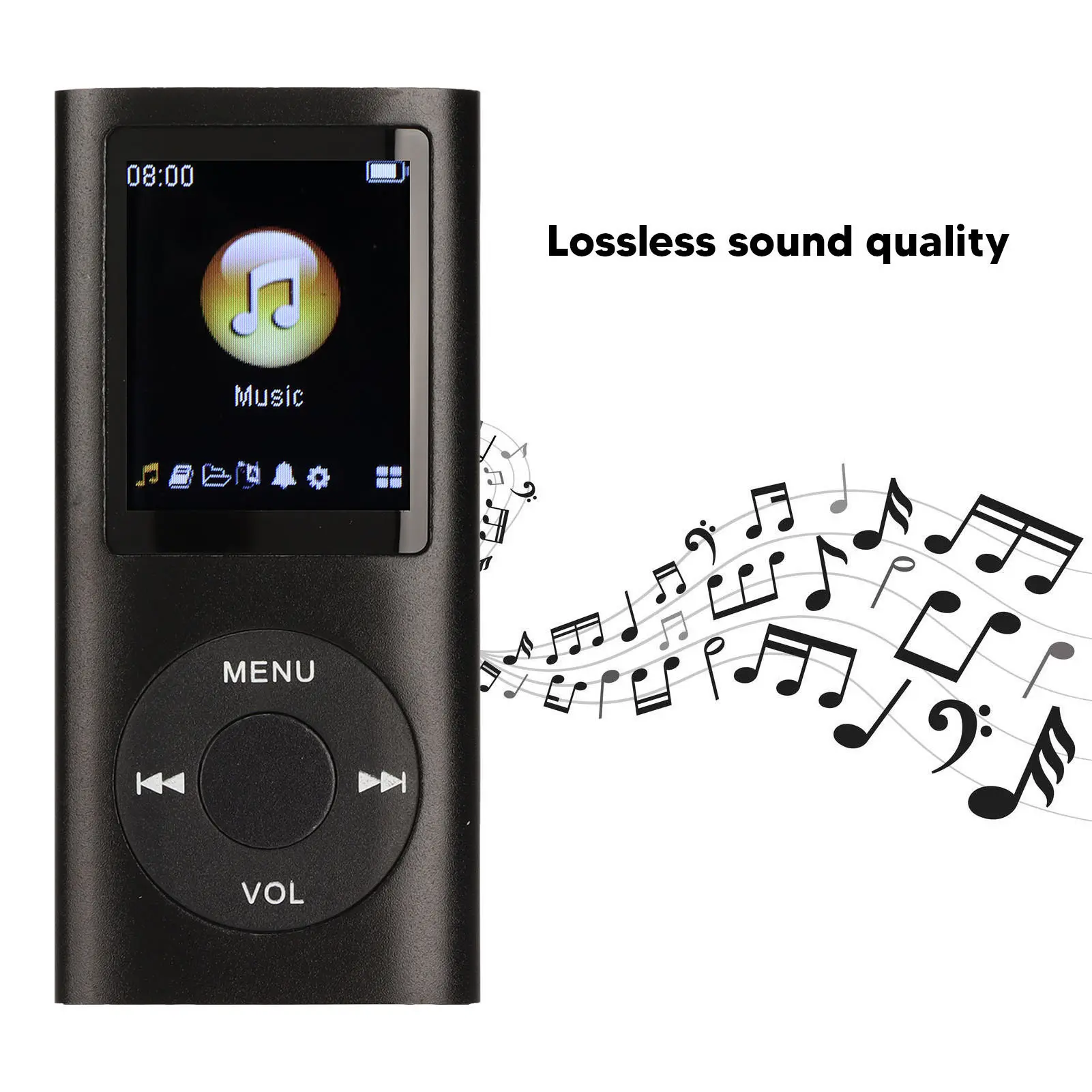 Aluminum Alloy Bluetooth MP3 MP4 Player, 1.8-Inch LCD Screen, Slim Stylish Design, Button-Operated Control, Memory Card Support, Multifunctional, Lossless Sound, Portable Headphone-Compatible Audio Player