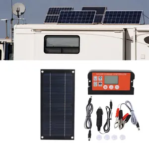 600W Portable Power Monocrystalline Silicon Solar Panel Kit - 100A Charge Controller, Extension Cable, Battery Clip Included - for RV Camping, Outdoor Home Supplies Use