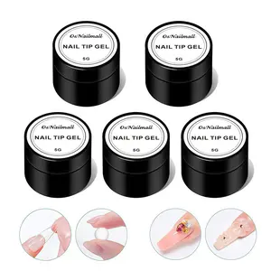Solid Nail Tips Gel Set, 5 Counts/set Nail Art Potted Gel Polish Set, Clear Nail Gel Set Nail Glue for DIY Manicure Nail Care