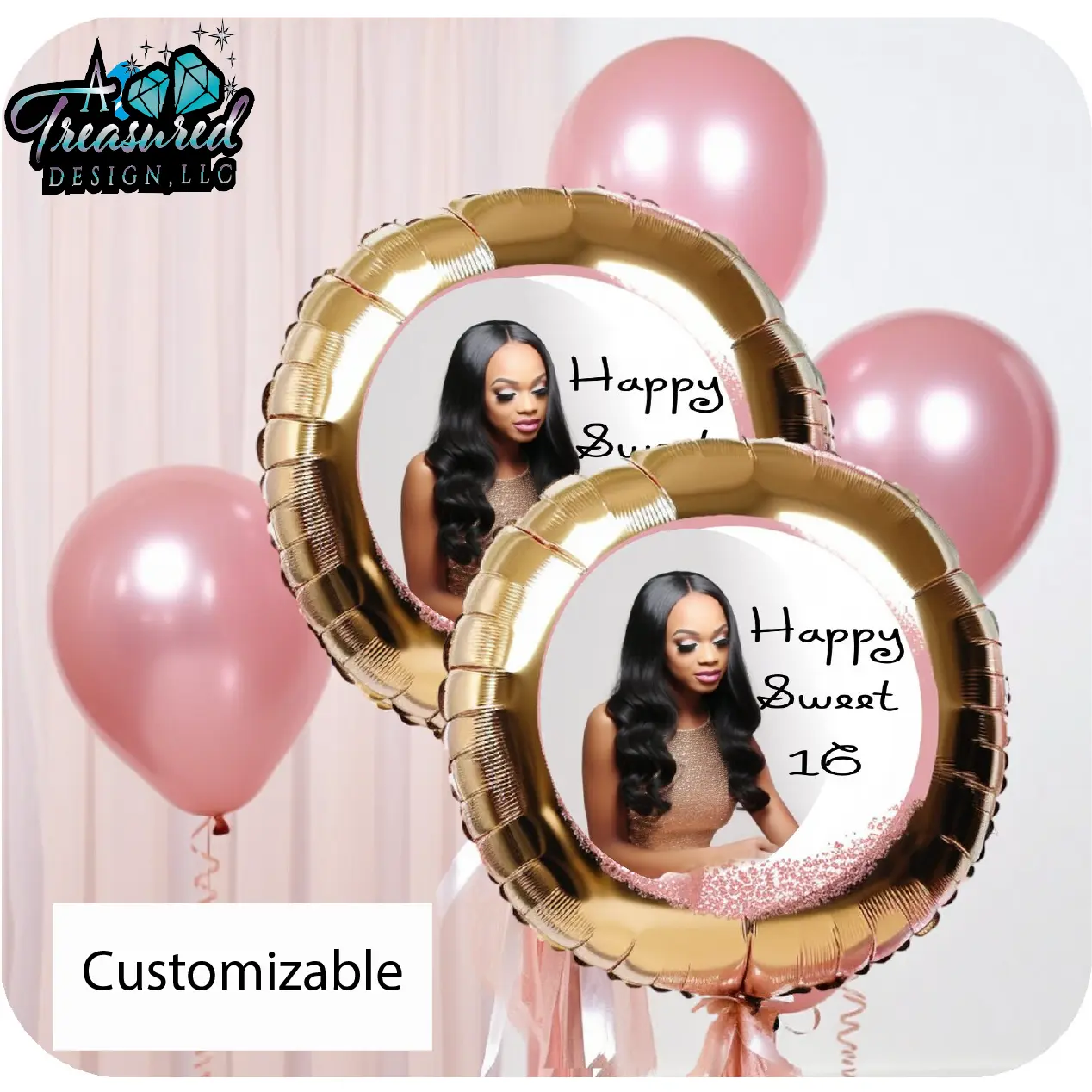 Custom Foil Balloons - Customizable Photo Foil Balloons with "Happy Sun" and "Happy Sweet 16" Print, Ideal for Ballooning and Photo Props Unique And Memorable Float