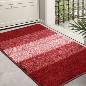 Indoor Door Mat, 36x24 Non-Slip Absorbent Dirt Trapper, Low-Washable Inside Entrance Front Mat, Sturdy Soft Doormats for Entryway, Burgundy