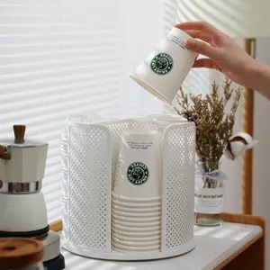 Paper Cup & Lid Holder Plastic Organizer, Ideal for Countertops, Living Rooms, Bathrooms, Coffee Stations, Bars, Kitchens, Bathroom Gadgets