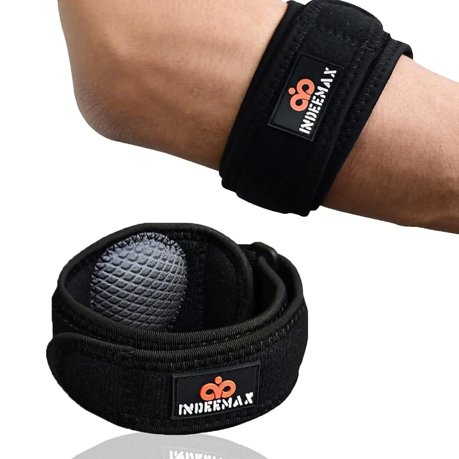 Elbow Brace for Tendonitis and Tennis Elbow for Women Men, 2 Pack Golfers Elbow Brace Counterforce Band with Compression Pad, Effective Tendon Pain Relief, Black