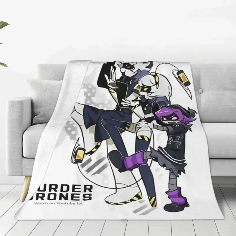 Robot Murder Drones Themed Flannel Blanket, Quality Warm Soft Bedding Throw for Winter, Airplane Travel, Couch Bed Aesthetic Bedspread, Flannel Blankets