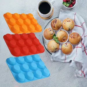 3pcs Non-stick Silicone Muffin Mold Heat-resistant Baking Pan Oven Accessories for Cup Cakes Muffins Tarts Easy Clean Food Grade Silicone BPA Free Safe for Dishwasher Freezer Microwave