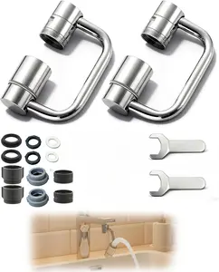 2 Pcs U Shaped Faucet Extender, 1440° Rotatable Adapter 2 Modes Adjustable 360° Rotating Aerator Extension for Kitchen Bathroom Sink