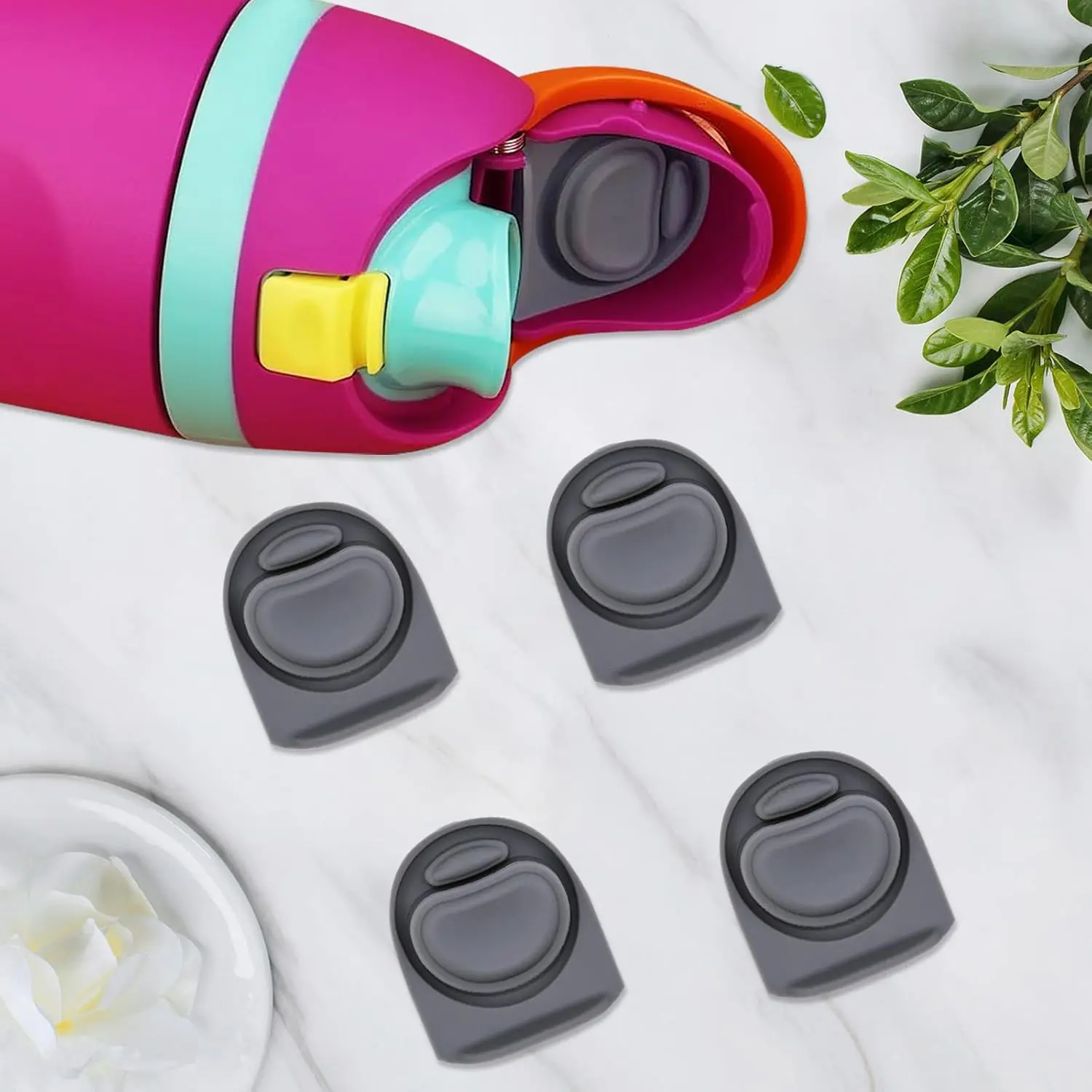 4pcs Replacement Silicone Stopper Seal Compatible with FreeSip 24oz 32oz, Water Bottle Lid Insert Cap Rubber Seal Parts for 16/19/24/32/40oz Spout Gasket Mouthpiece Accessories H3A1