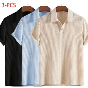 Stylish Menswear Short-Sleeve Polo Shirt - Turn-Down Collar, Diamond Knit Texture, Drapey Easy-Care Fabric, Jacquard Design, Straight Fit, Plain Casual Everyday Top #SummerWins #fathersdaygift