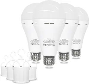 4 Pack Battery Powered Emergency Light Bulbs for Power Outages, 6000K Daylight, 12W, 60W Equivalent, Rechargeable A19 LED Bulbs - Essential Home & Survival Lighting Gear