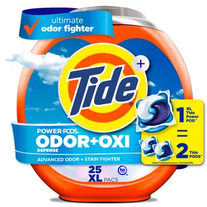 Tide Power PODS Laundry Detergent Soap Pacs with Odor Defense + Oxi, Original Scent, 25 Count