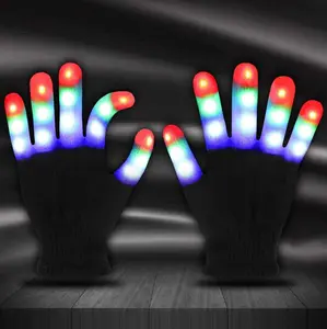 Rainbow LED Gloving Gloves for Kids - Flashing Light Show Toys Viral on TikTok Stocking Stuffers Christmas Gifts Ages 6-10 Rave Fun