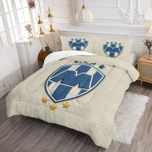 Modern Sport Style Quilted Comforter Set, Includes One Comforter and 1/2 Pillowcases Without Inner Liner, CF Monterrey Crest Embroidered Classical Quilt Core, Soft Skin-Friendly Bedding for All Seasons