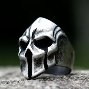 New Men's 316L Stainless Steel Rings Punisher Mask Vintage Ring For Teens Gothic Punk Biker Jewelry Gifts