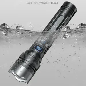 2026 Minimal Bits Boyfriend Gift Idea,Home Use 2-in-1 Strong Flashlight (Power Bank)，Digital display of power, Rechargeable，Zoomable, , Waterproof, Adjustable Brightness Flash Light for Outdoor, Emergency, Camping Accessories，Black