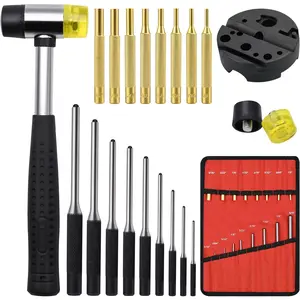 Pin Punch Set, 22 count Removing Repair Tools, Including Universal Block, Brass Pin Punches, Steel Pin Punches and Hammer
