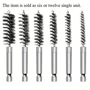 Bore Brush Set Variety Of Size & Shape Stainless Steel Twisted Wire Brush For Cleaning Rust, Auto, Corrosion, Tubes Holes, 1/4in Hex Drill Shank For Power Drill Impact Driver, 4" Long, Cleaning Supplies, Cleaning Tool
