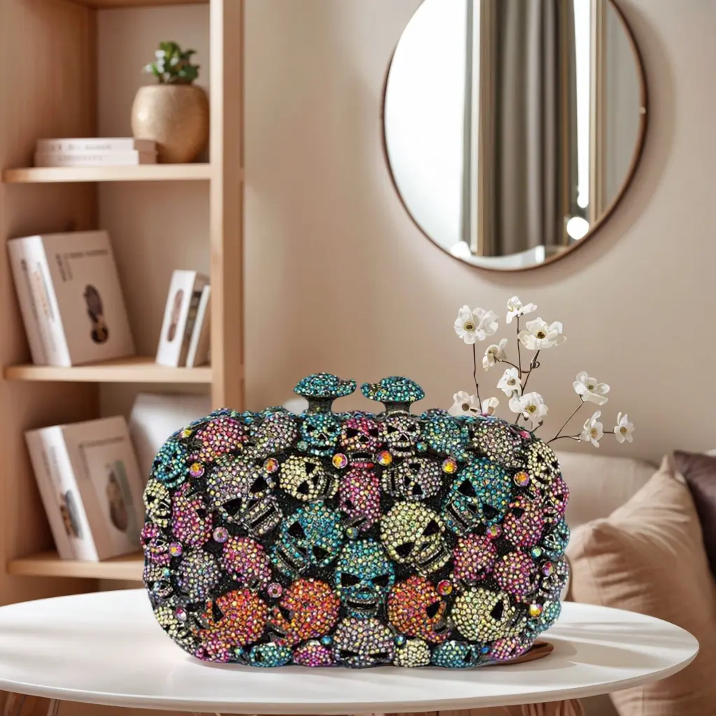 Skulls Bling Rhinestone Evening Bag Women's Clutch Handbag Crystal Purse Diamond Evening Clutches for Party Prom