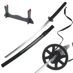 41 inches Not Sharp Real Bleach Sword Cosplay Sode no Shirayuki Black Samurai Katana Swords with Wooden Holder Stand Display for Anime Fans Halloween Role Playing Props Cosplay Collection Christmas Gift Birthday