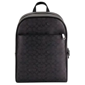 COACH Men's Large Classic Monogram Leather Backpack in Black