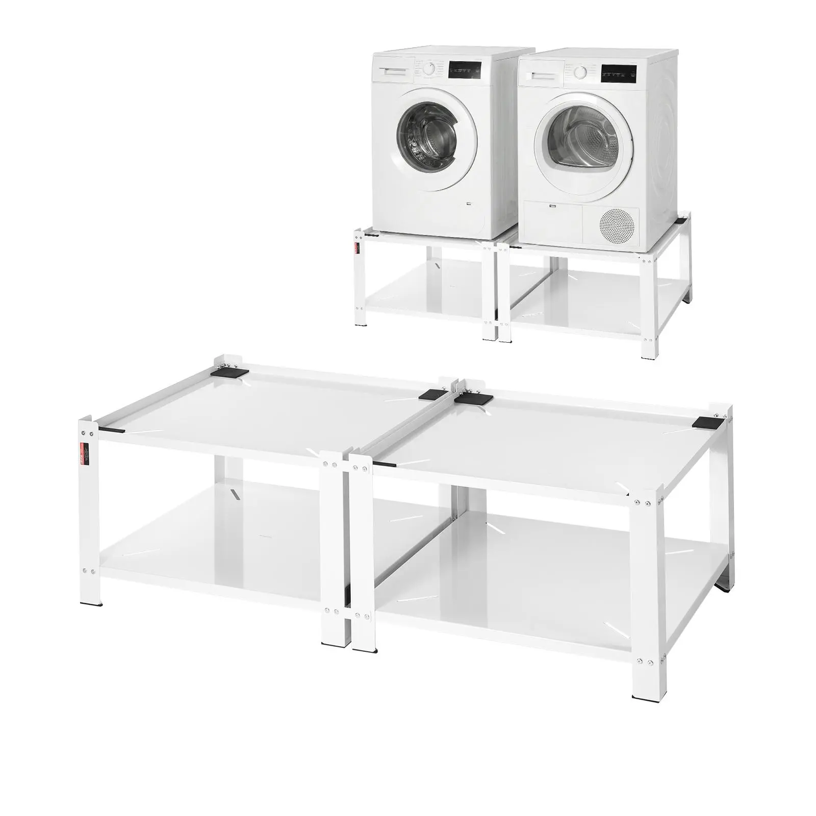 【Summerfinds】VEVOR Laundry Pedestal, 16.1 in Height, 27.5 x 27.5 in Washer and Dryer Pedestals with Storage Shelf, 700 lbs Load Capacity, Non-Slip Feet, Washing Machine Stand Universal Fit, White, 2 Pack