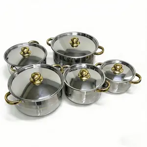 10-piece set (5 pots + 5 lids) stainless steel cookware, portable and easy to store, thickened and high-temperature resistant, compatible with camping stoves, versatile for frying, stir-frying, braising, and boiling, a thoughtful gift for travel