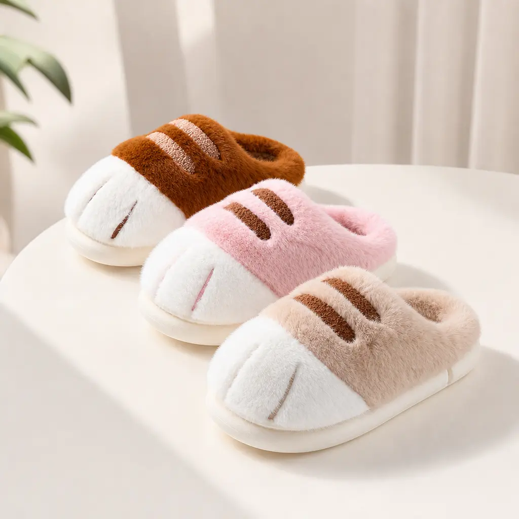 Cat Paw Slippers, Cute and Fashionable, Plush and Cozy, Non-Slip Sole, Suitable for Indoor and Outdoor Walking