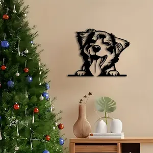 1pc Australian Shepherd Metal Art, Australian Shepherd Dog Statue Mural, Artistic, , , Dog Wall Art, Pet Decor, Dog House Decor.