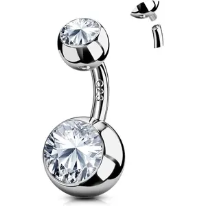 FIASASO Belly Button Rings - Surgical Steel, Titanium&Sterling Silver, Cubic Zirconia, Internally Threaded, 14G, Hypoallergenic Navel Piercing Jewelry